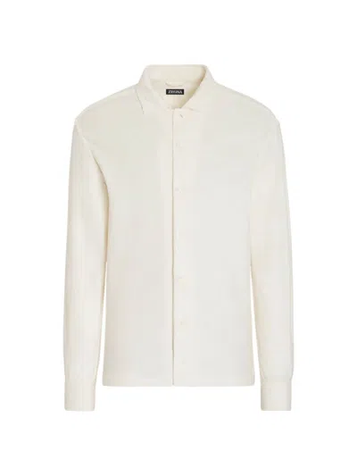 Zegna Long-sleeve Cotton-silk Shirt In White