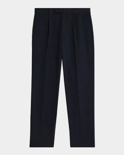 Zegna Men's Cotton And Wool Single-pleated Pants In Blue