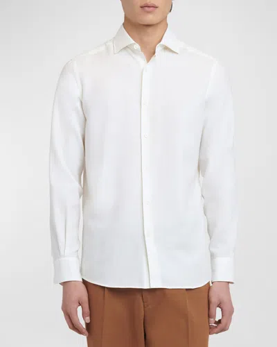 Zegna Men's Cotton-cashmere Cashco Sport Shirt In White