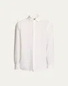 Zegna Spread-collar Cotton-cashmere Shirt In White