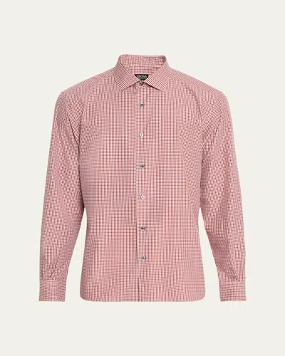 Zegna Men's Cotton Check Casual Button-down Shirt