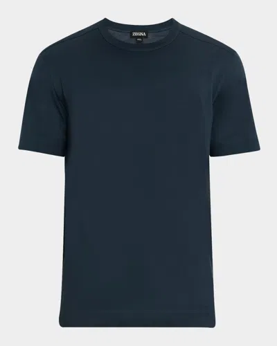 Zegna Men's Cotton Crewneck T-shirt In Dk Grn Sld