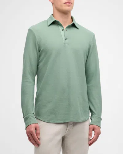 Zegna Men's Cotton Jersey Pique Polo Shirt In Green