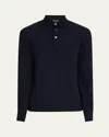 Zegna Polo Shirt With Lapel Buttons In Nvy Sld