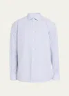 Zegna Utility Blue And White Micro-striped Centoventimila Cotton Shirt In Br Blu Ck
