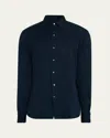 Zegna Men's Cotton Pique Jersey Sport Shirt In Dk Blu Sld
