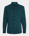 Zegna Men's Cotton Pique Sport Shirt In Dk Blu Sld