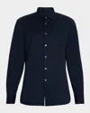 Zegna Men's Cotton Pique Sport Shirt In Dk Blu Sld