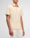 ZEGNA MEN'S COTTON POLO SHIRT WITH LEATHER-TRIM POCKET