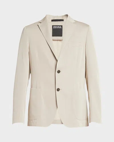 Zegna Men's Cotton Silk Suit In Khaki
