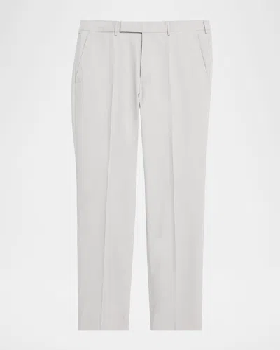 Zegna Men's Cotton-stretch Modern Fit Trousers In Gray