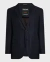 Zegna Men's Couture Classic Wool Blazer In Blue