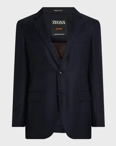 Zegna Men's Couture Classic Wool Blazer In Blue