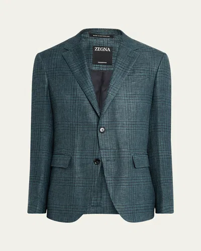 ZEGNA MEN'S CROSSOVER PRINCE OF WALES SPORT COAT