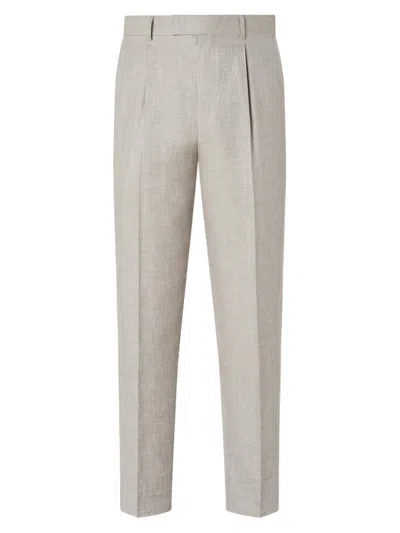 Zegna Men's Crossover Wool Linen And Silk Pants In Neutral