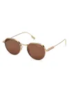 Zegna Men's D321 52mm Round Sunglasses In Light Gold Amber Brown