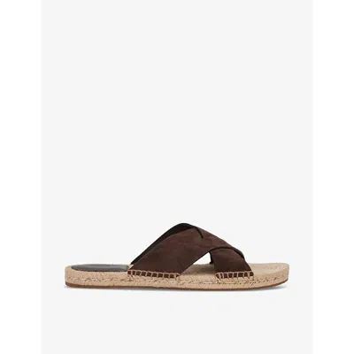 Zegna Crossover Suede Espadrilles In Dark Brown