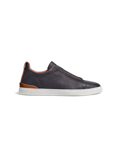 ZEGNA ZEGNA MEN DEERSKIN DEERSKIN TRIPLE STITCH SNEAKERS BLACK