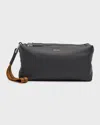 ZEGNA MEN'S DEERSKIN DOUBLE-ZIP POUCH