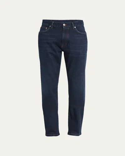 Zegna Men's Denim 5-pocket Jeans In Dark Blue Solid