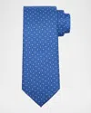 Zegna Men's Diamond-print Silk Tie In Blue