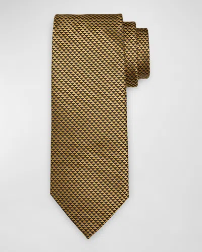 Zegna Men's Diamond Woven Silk Tie In Gold