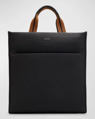 ZEGNA MEN'S EAST-WEST DEERSKIN TOTE BAG