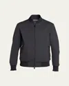 Zegna Men's Elements Wool Bomber Jacket In Navy Solid