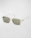 Zegna 56mm Rectangular Polarized Sunglasses In Green