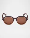 Zegna Men's Ez0250m Acetate Square Sunglasses In Dark Brown