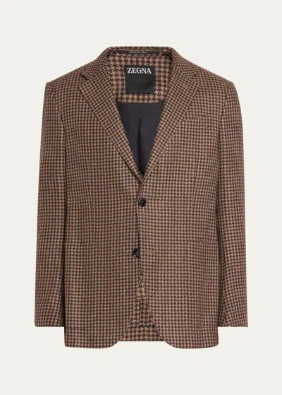Zegna Men's Fairway Houndstooth Sport Coat In Md Brw Ck