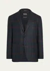 Zegna Men's Fairway Trofeo Plaid Sport Coat In Blue Navy Check