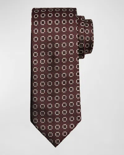 Zegna Men's Fancy Box Silk Tie In Red