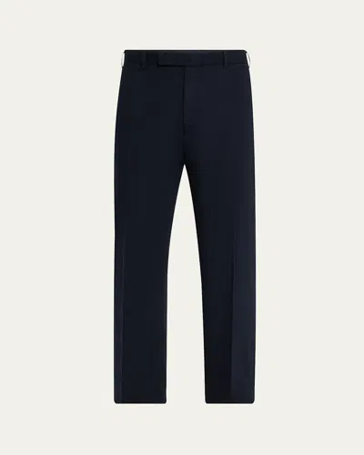 Zegna Men's Flat-front Chino Pants In Nvy Sld
