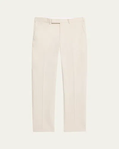 Zegna Men's Flat-front Linen Pants In Nat Sld