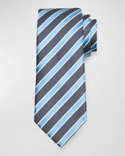 Zegna Men's Framed Stripe Jacquard Tie In Gray