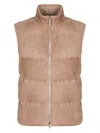 Zegna Men's Full Zip Down Vest In Sand