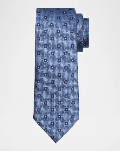 ZEGNA MEN'S GEOMETRIC JACQUARD SILK TIE