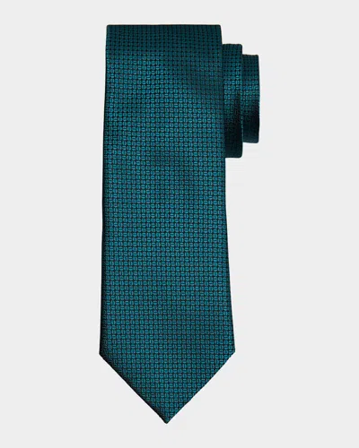 Zegna Men's Geometric Jacquard Silk Tie In Green