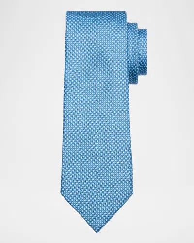 Zegna Men's Geometric Lattice Silk Tie In Blue