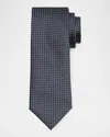 Zegna Men's Geometric Net Silk Tie In Black