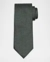 Zegna Men's Geometric Net Silk Tie In Green