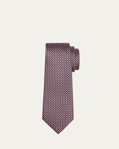 Zegna Men's Geometric Silk Jacquard Tie In Brown