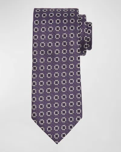 Zegna Men's Geometric Silk Tie In Gray
