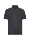 Zegna Men Grey Cotton And Silk Piquet Polo Shirt In Blue