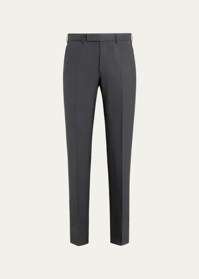 ZEGNA MEN'S HIGH PERFORMANCE FLAT-FRONT TROUSERS