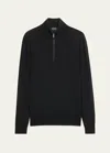 Zegna Men's High-performance Wool Half-zip Sweater In Blk Sld