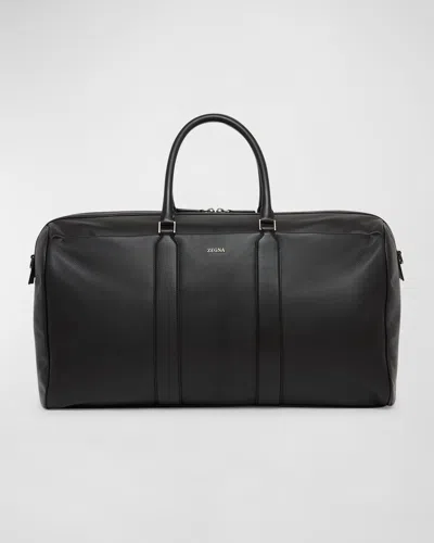 ZEGNA MEN'S HOLDALL 55 LEATHER DUFFEL BAG