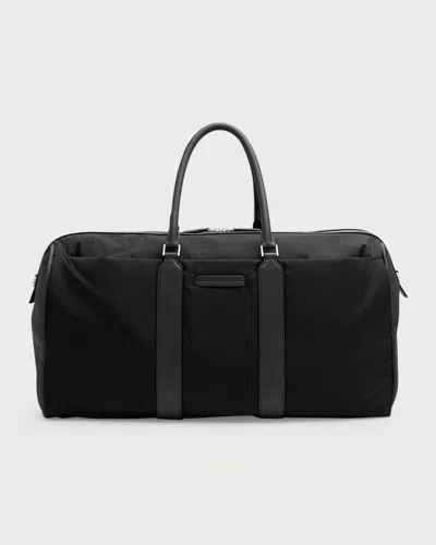 Zegna Men's Holdall 55 Nylon And Leather Duffel Bag In Blk Sld