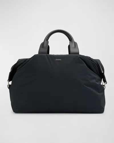 Zegna Men's Holdall Raglan Duffel Bag In Blk Sld